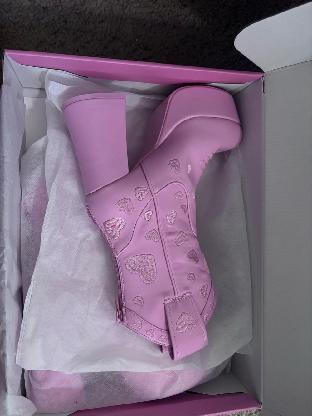 Sugar Thrills Pink Heart Platform Ankle Boot - Picture 5 of 6